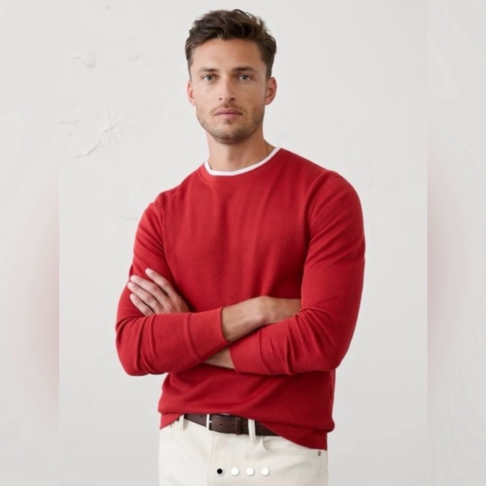 NWT Banana Republic red long-sleeve waffle-knit thermal shirt Size Medium